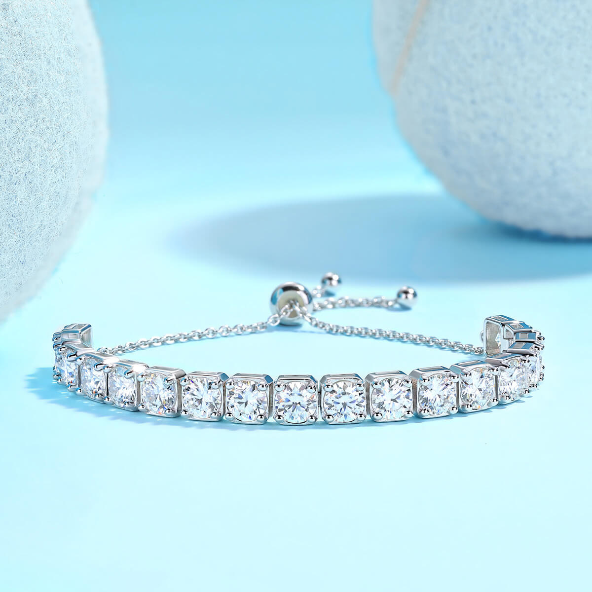MARDAZA Classic Round Cut Sterling Silver Moissanite Tennis Bracelet