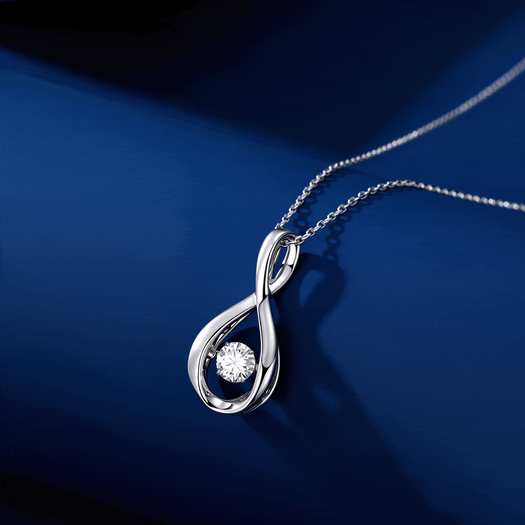 MARDAZA Dancing Infinity Round Cut Sterling Silver Moissanite Necklace