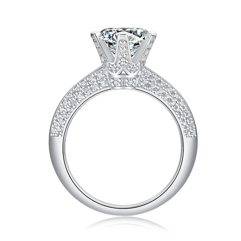 MARDAZA Royal Six-Prong Round Cut Sterling Silver Moissanite Ring