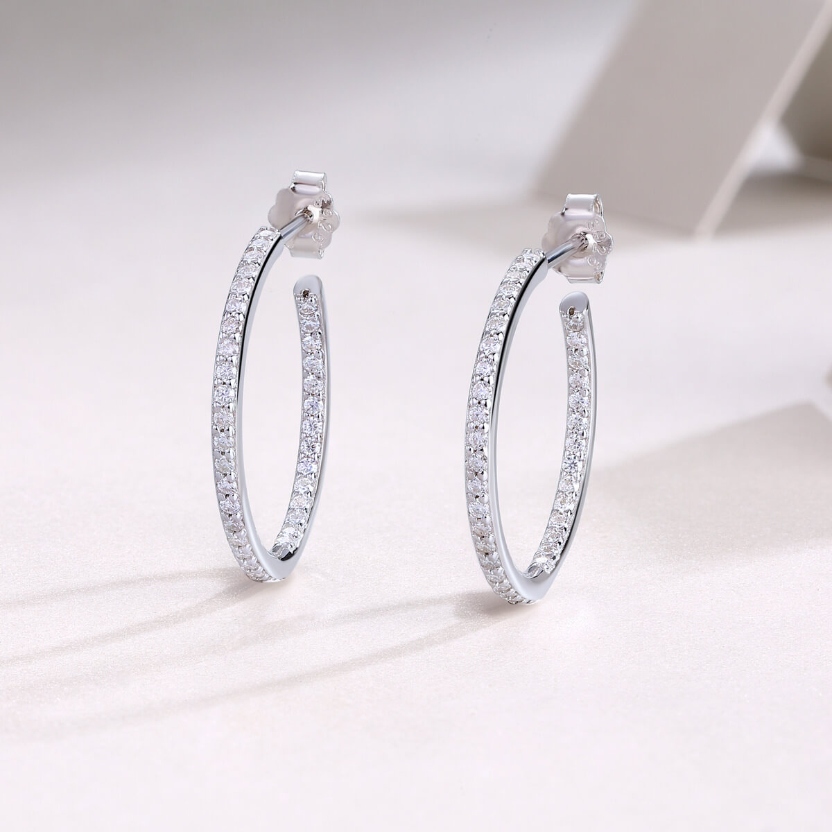 S925 Satin Ribbon Moissanite Hoop Earrings-MARDAZA