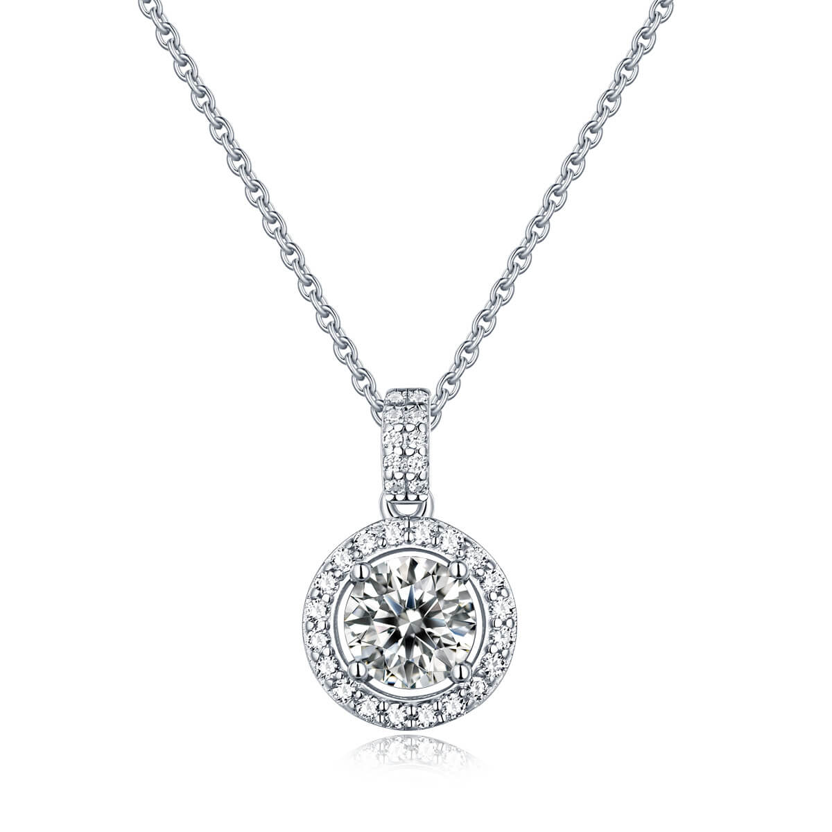 S925 Circle Pendant Moissanite Necklace-MARDAZA