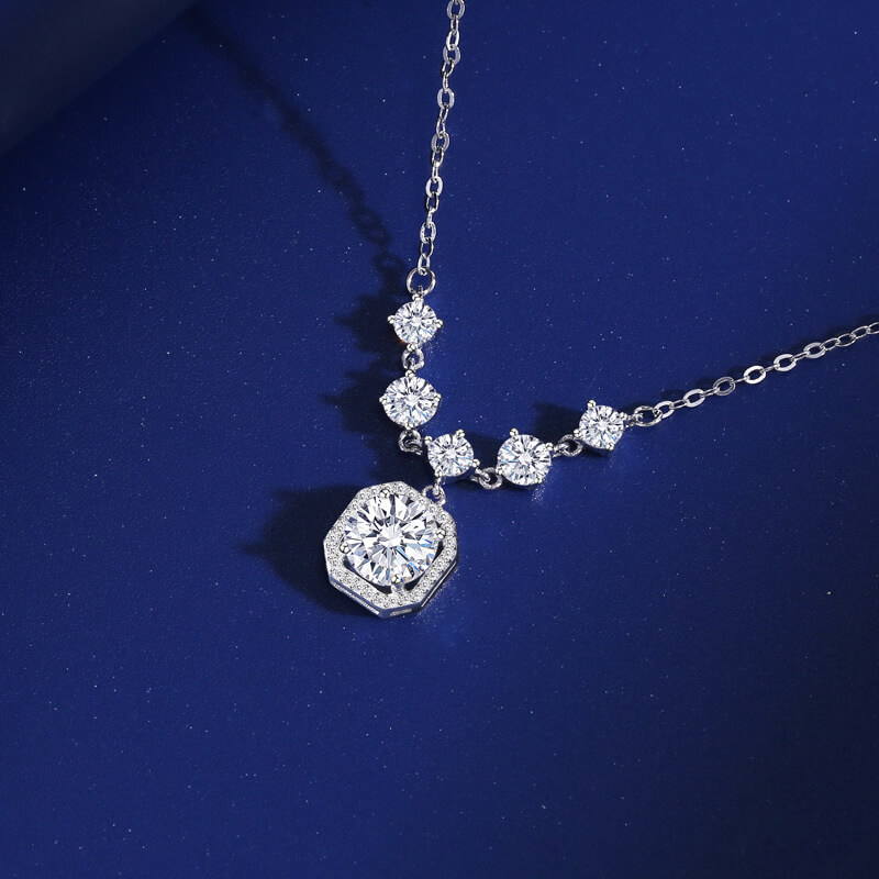 S925 Square Candy Moissanite Necklace-MARDAZA