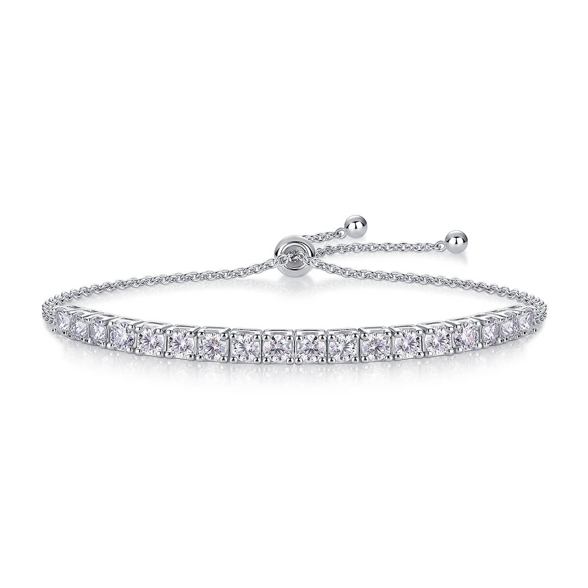 MARDAZA Classic Round Cut Sterling Silver Moissanite Tennis Bracelet