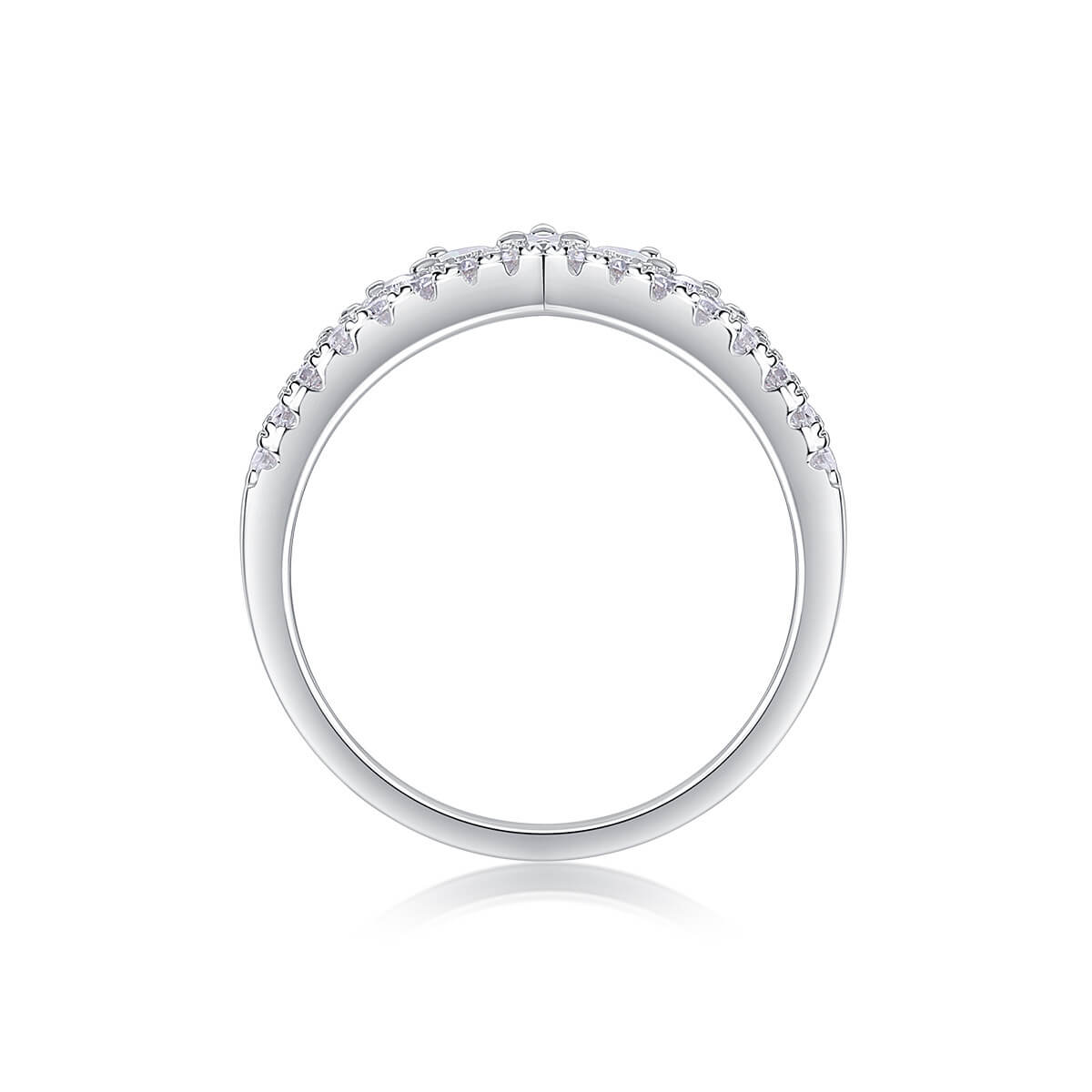 MARDAZA Crown V Shape Sterling Silver Moissanite Ring