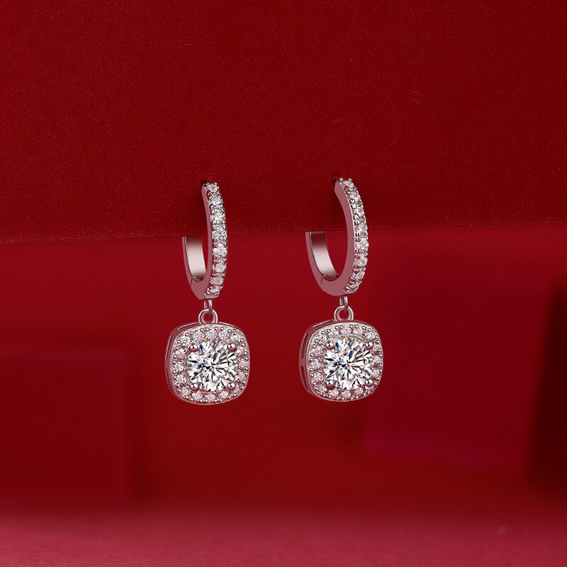 S925 Square Candy Moissanite Earrings-MARDAZA