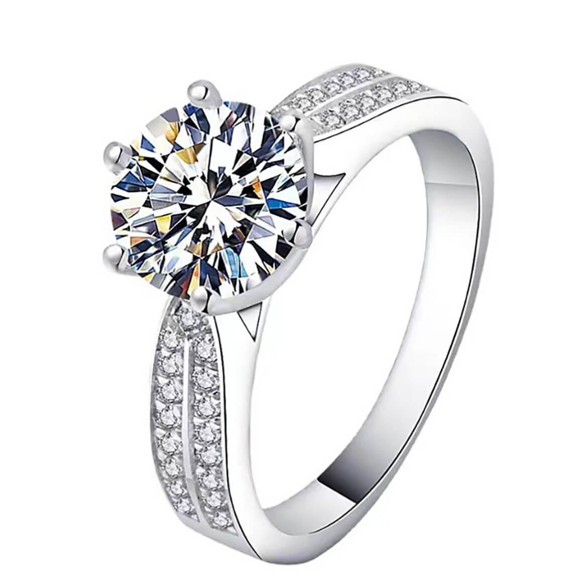 MARDAZA Forever Glow Six-Prong Moissanite Ring in Sterling Silver
