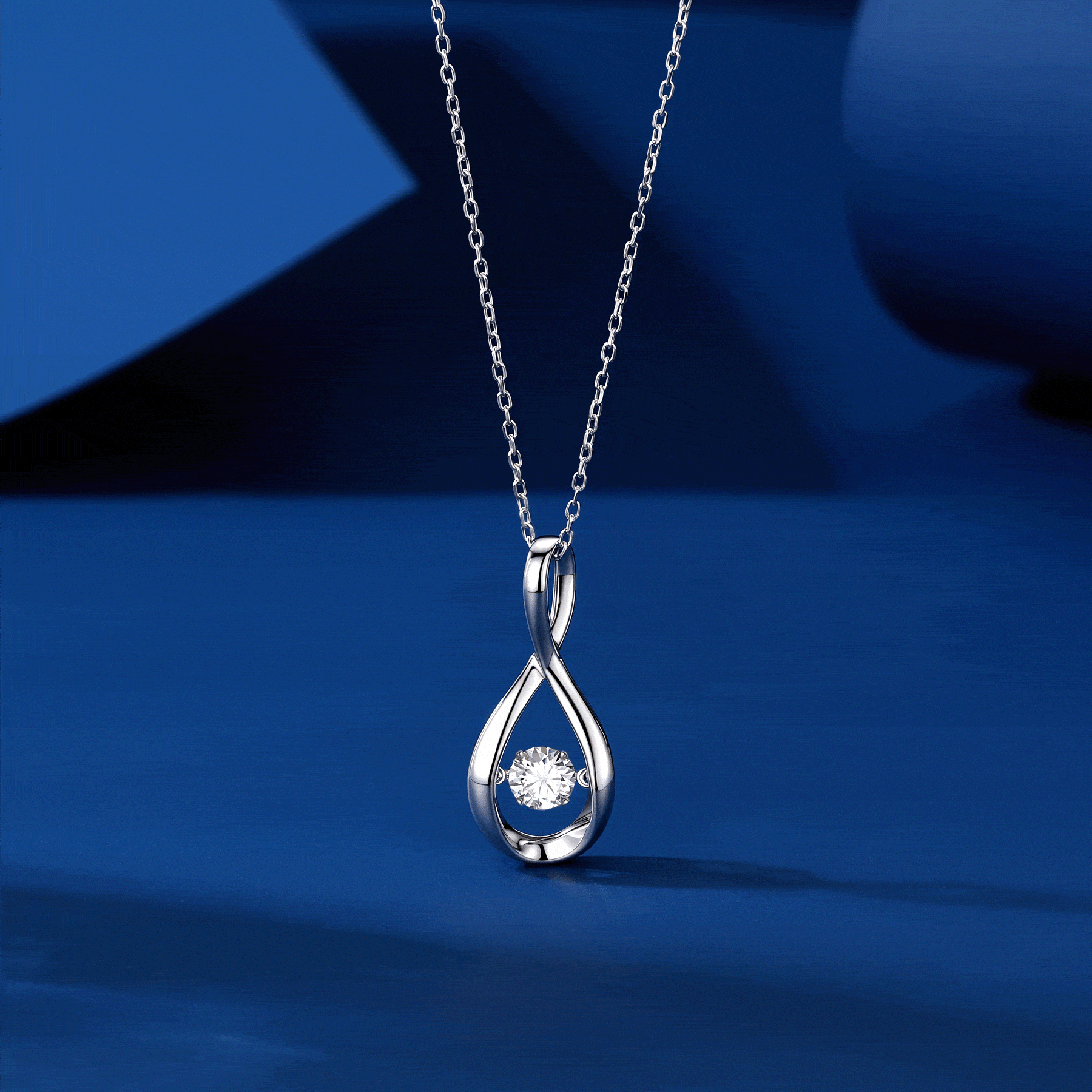 MARDAZA Dancing Infinity Round Cut Sterling Silver Moissanite Necklace