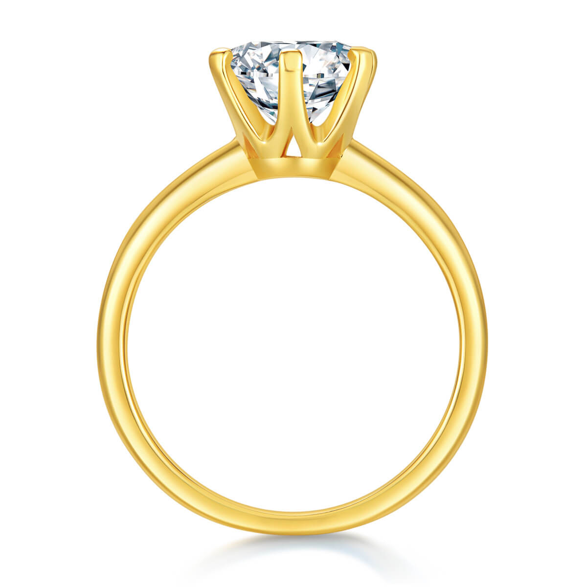 S925 Classic Six Claw Plated with 18K Yellow Gold Moissanite Ring-MARDAZA