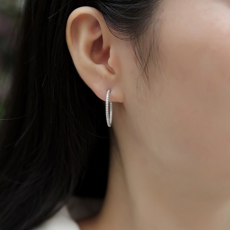 S925 Satin Ribbon Moissanite Hoop Earrings-MARDAZA
