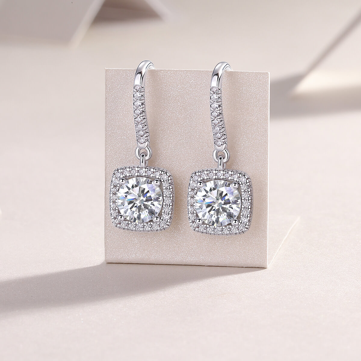 S925 Square Candy Moissanite Long Earrings-MARDAZA