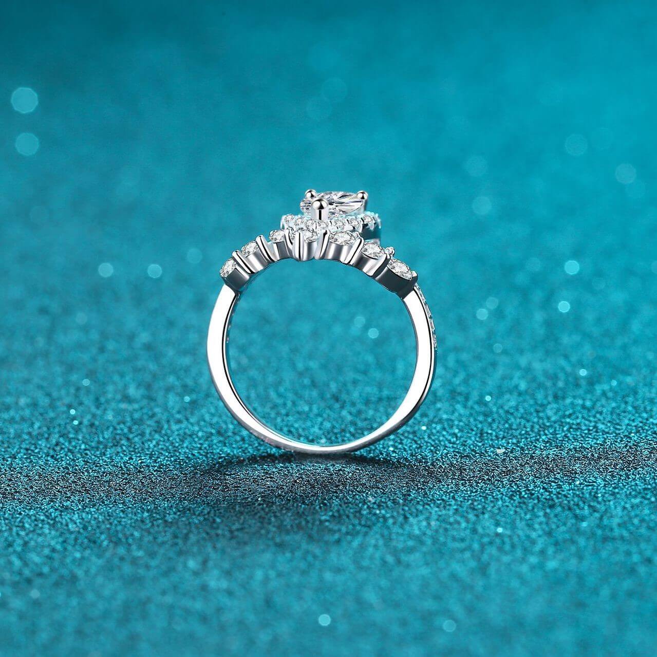 MARDAZA Vine Pear Cut Sterling Silver Moissanite Ring