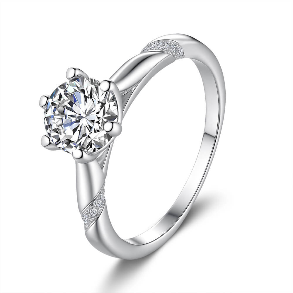 MARDAZA Eternal Twist Round Cut Sterling Silver Moissanite Ring