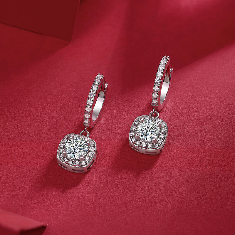S925 Square Candy Moissanite Earrings-MARDAZA