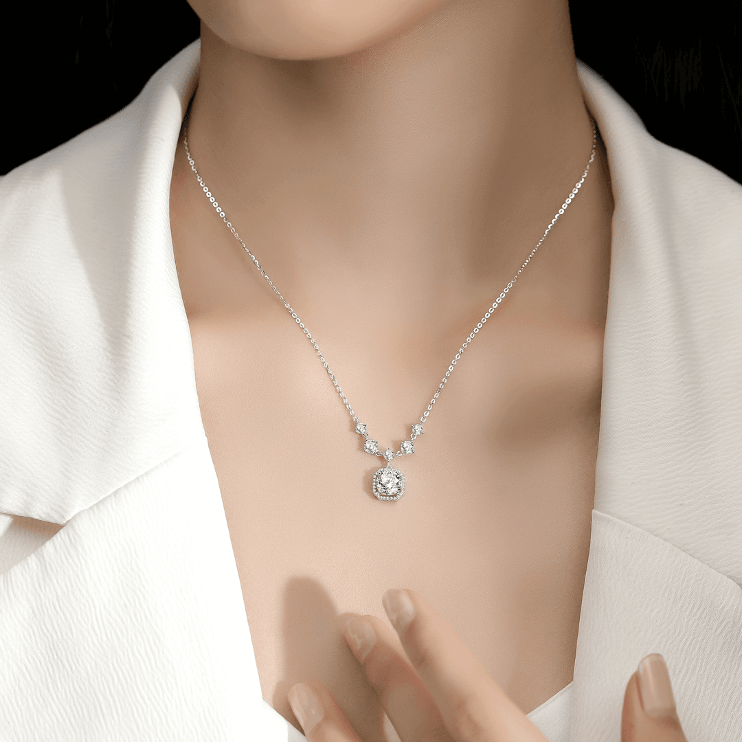 S925 Square Candy Moissanite Necklace-MARDAZA