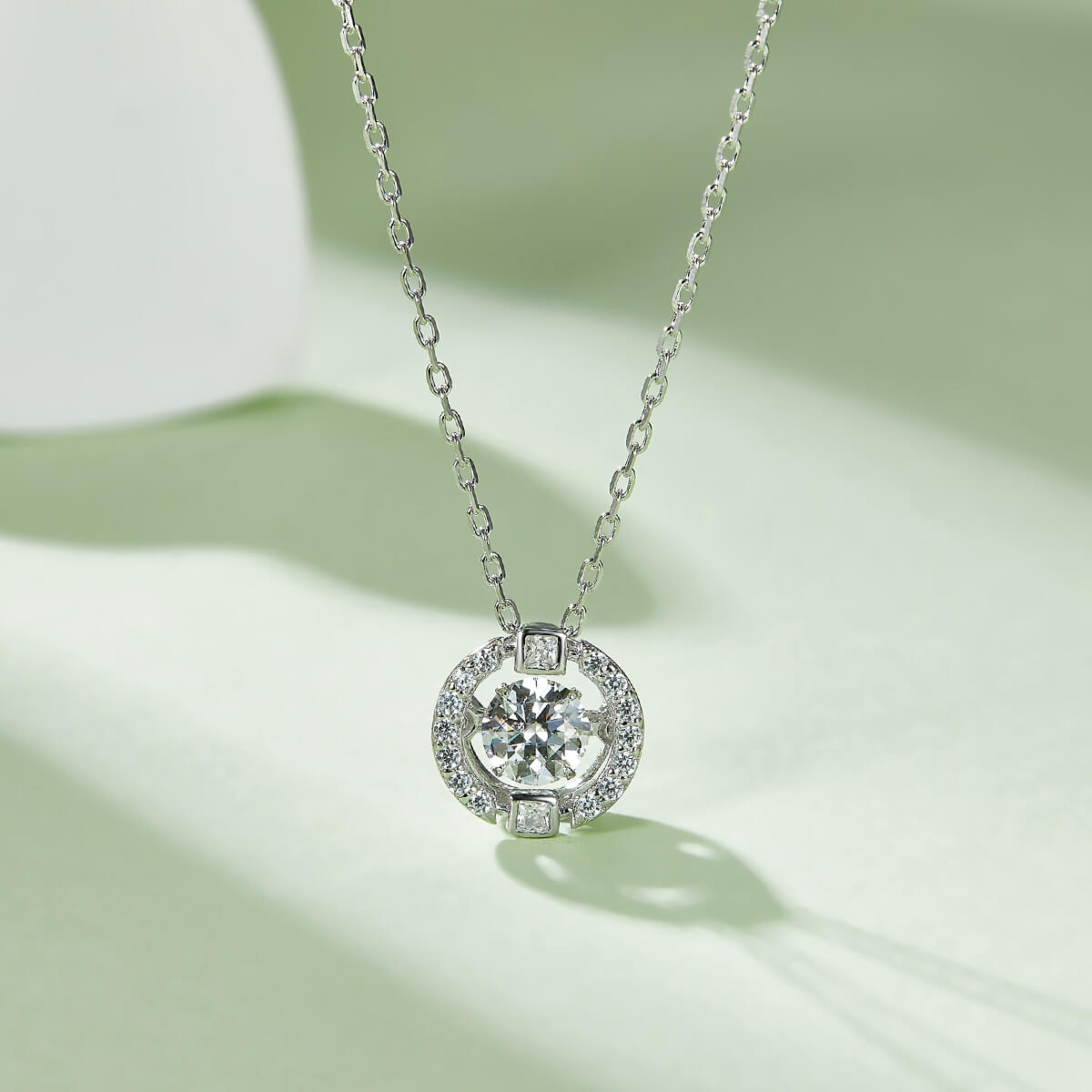 MARDAZA Dancing Eternal Orbit Round Cut Sterling Silver Moissanite Necklace