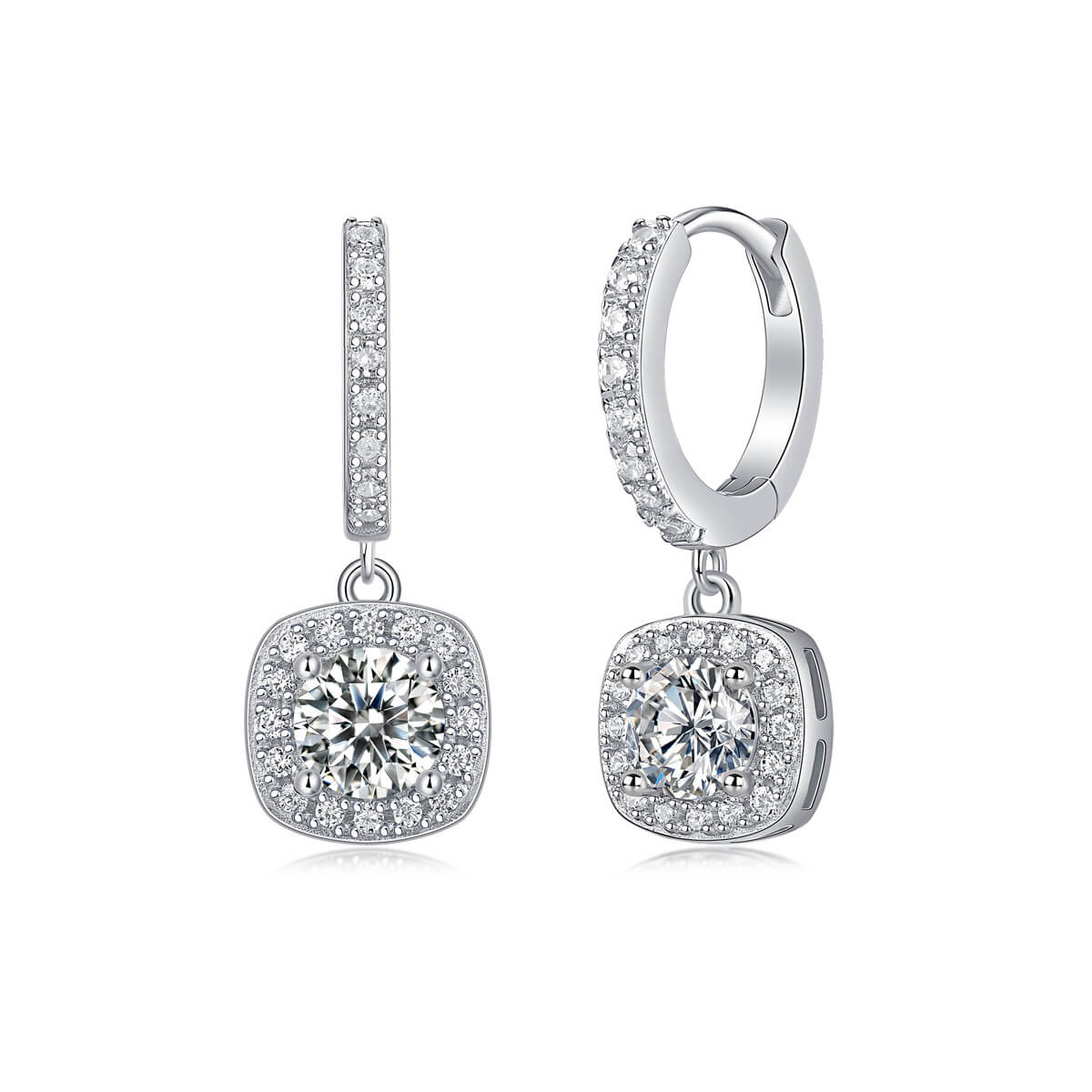 S925 Square Candy Moissanite Earrings-MARDAZA