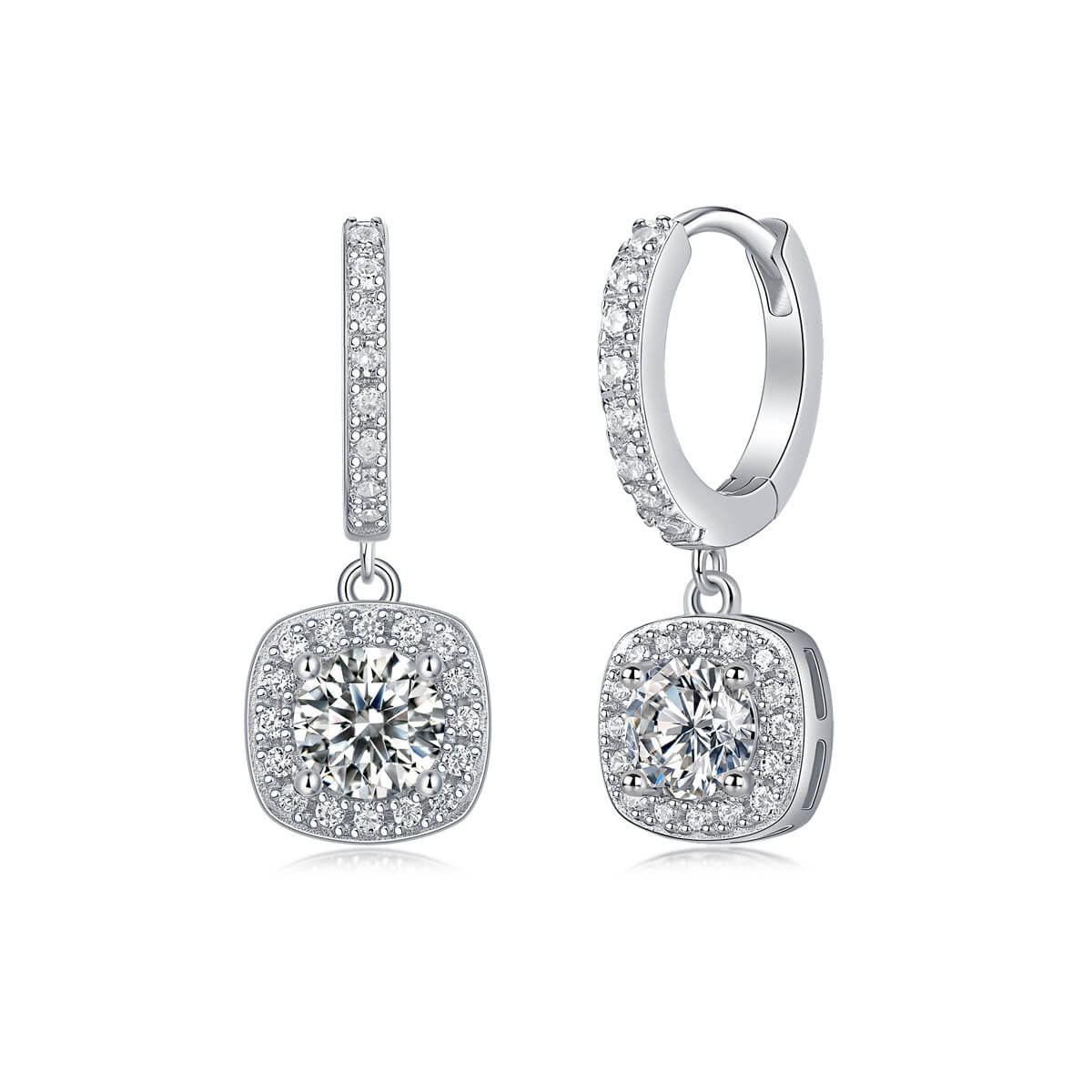 S925 Square Candy Moissanite Ring Earrings