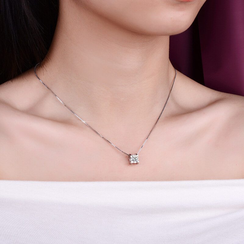 S925 Four Corners Moissanite Necklace-MARDAZA