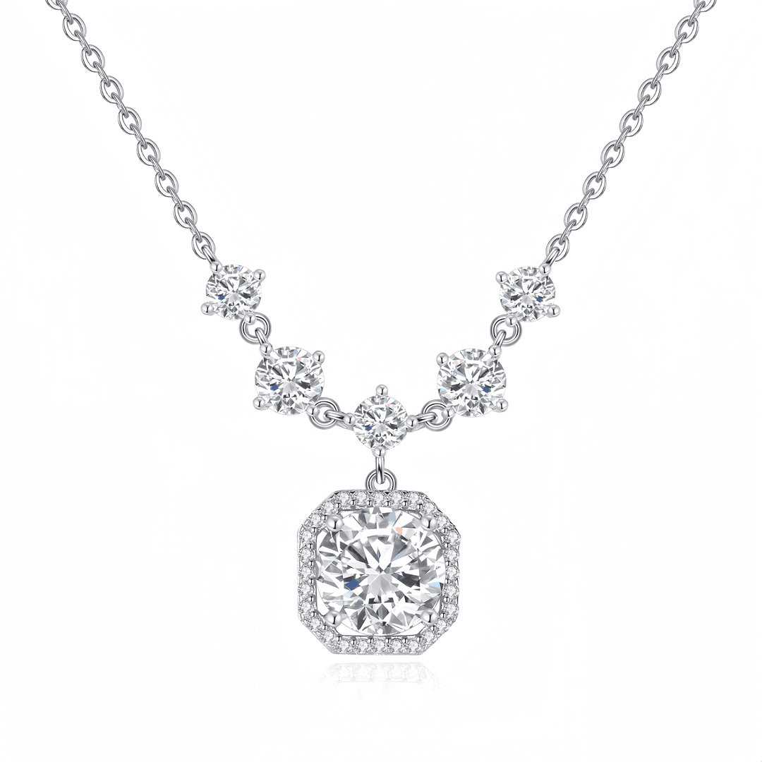 S925 Square Candy Moissanite Necklace-MARDAZA