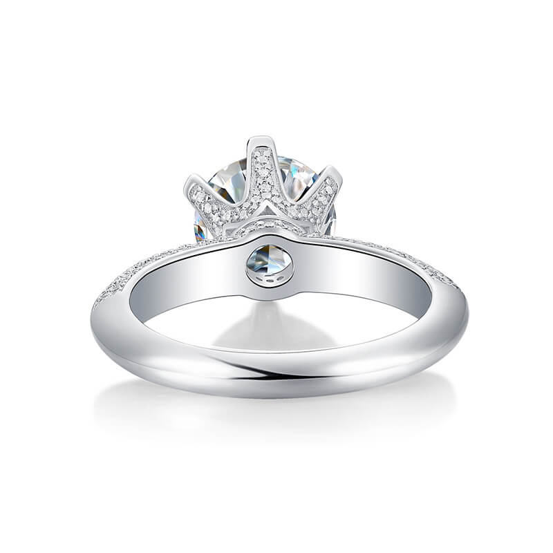 MARDAZA Royal Six-Prong Round Cut Sterling Silver Moissanite Ring