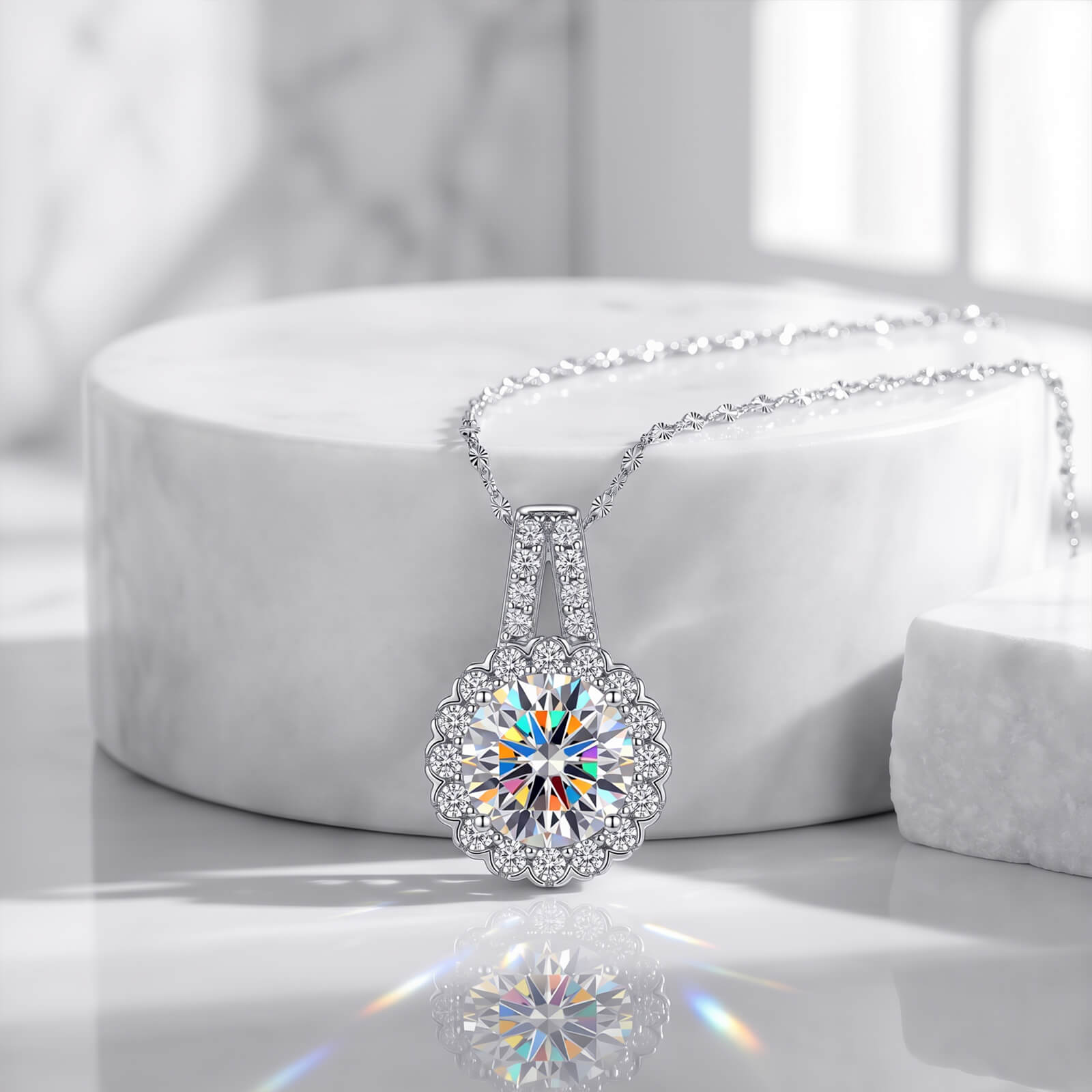 S925 Sunflower Moissanite Necklace