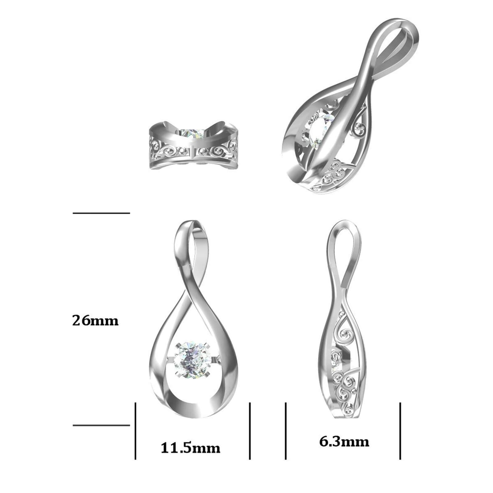 MARDAZA Dancing Infinity Round Cut Sterling Silver Moissanite Necklace