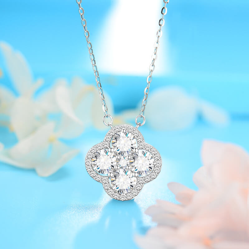 S925 Lucky Clover Moissanite Necklace-MARDAZA