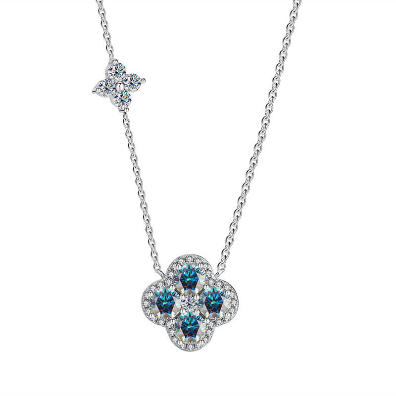 S925 Lucky Clover Moissanite Necklace-MARDAZA