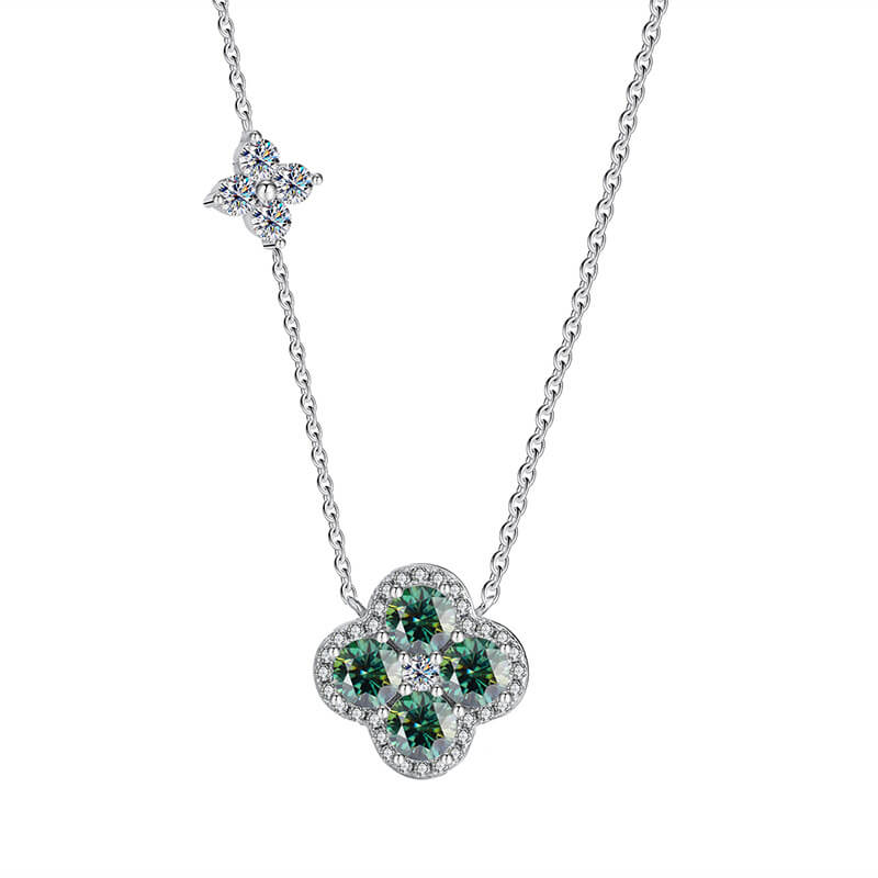 S925 Lucky Clover Moissanite Necklace-MARDAZA