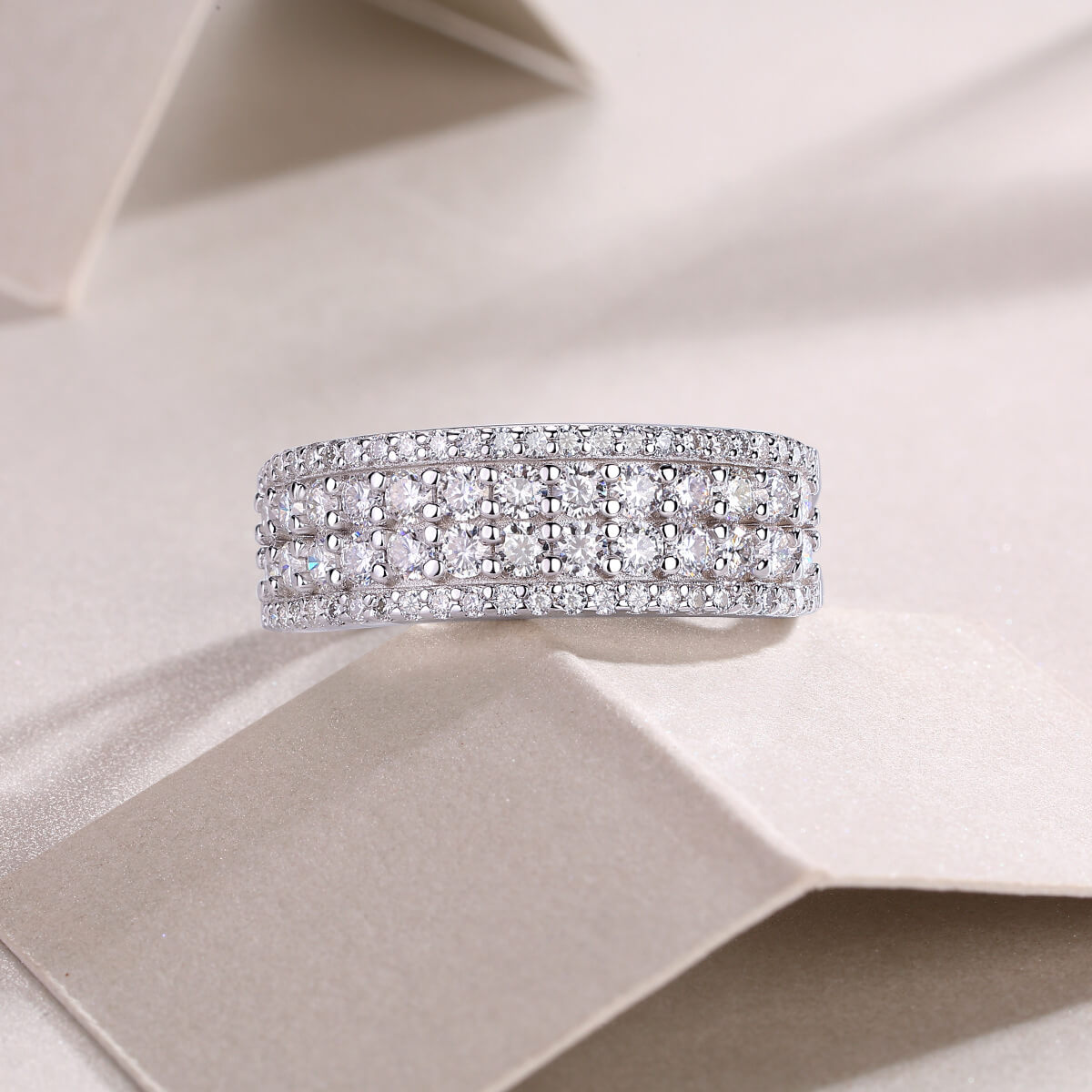 S925 Lucky Moissanite Row Ring-MARDAZA