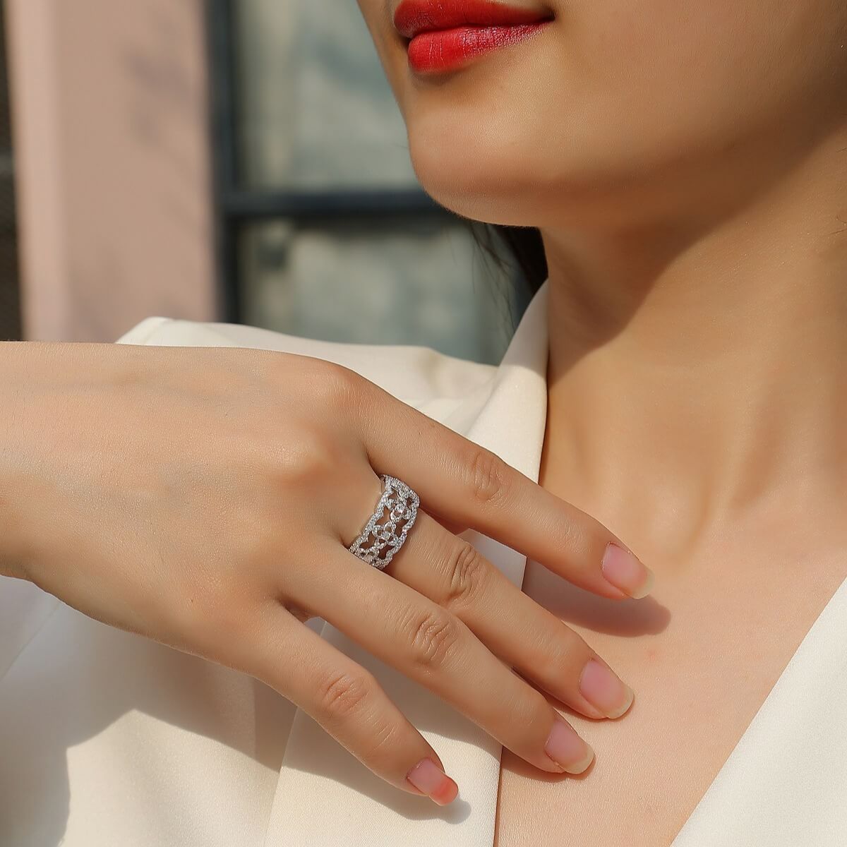 S925 Flower Moissanite Ring-MARDAZA