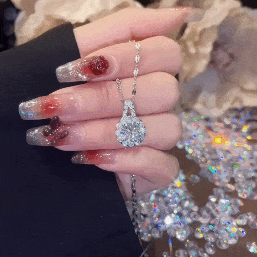 MARDAZA Sunflower Round Cut Sterling Silver Moissanite Necklace