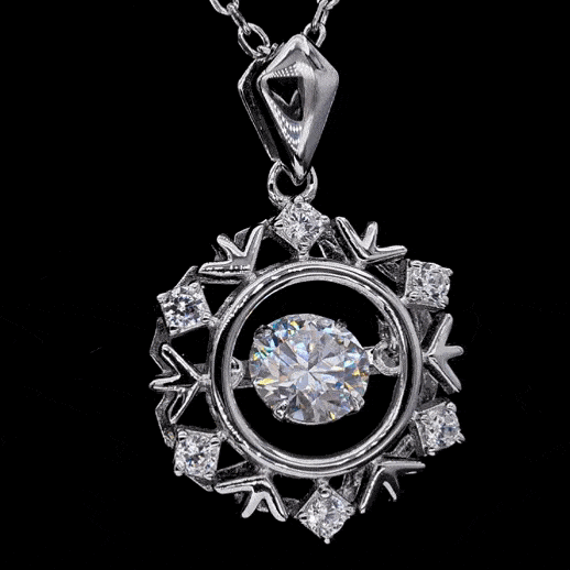 MARDAZA Dancing Crystal Bloom Round Cut Sterling Silver Moissanite Necklace
