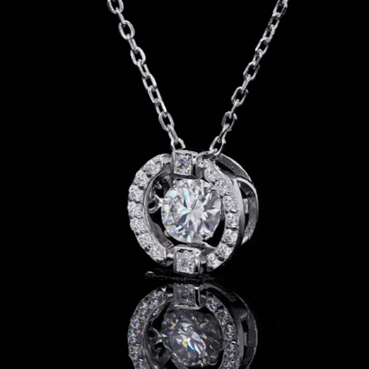 MARDAZA Dancing Eternal Orbit Round Cut Sterling Silver Moissanite Necklace