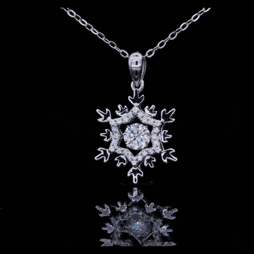 MARDAZA Dancing Snowflake Round Cut Sterling Silver Moissanite Necklace