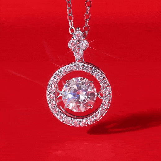 MARDAZA Dancing Circle Halo Round Cut Sterling Silver Moissanite Necklace
