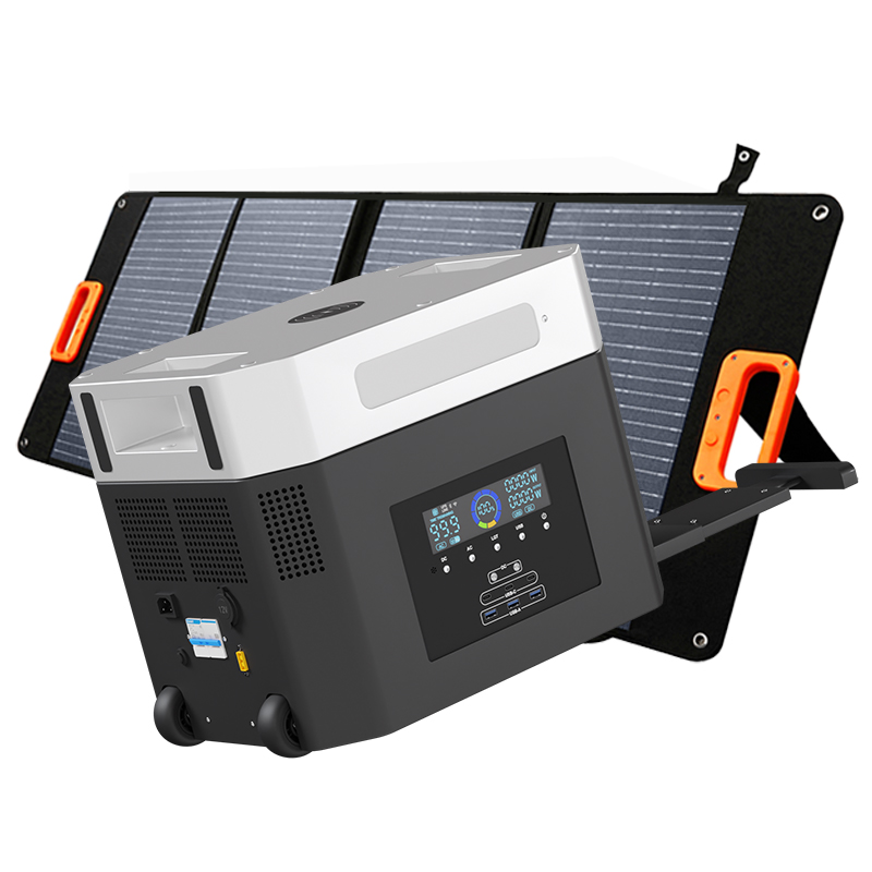 3800W Output/6600W Plug and Play Solar Generator w/Dual Voltage Output with  2 400W Solar Panels