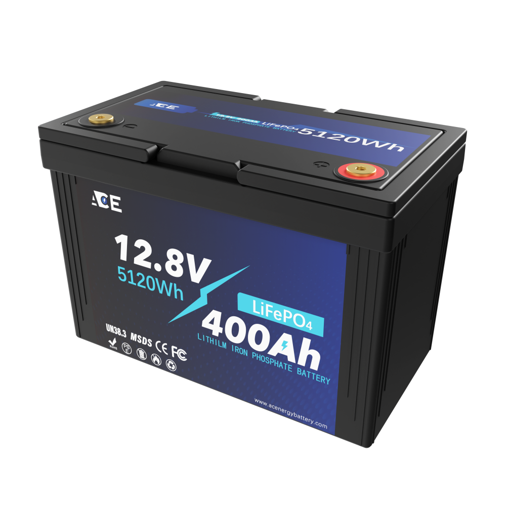 ACEnergy 12V 400Ah 5.1KWh LiFePO4 Li-Ion Battery丨BMS 12.8V 5120Wh