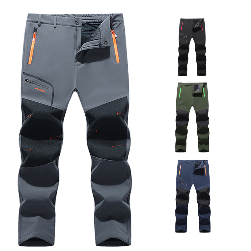 Men's Hiking Fleece Lined Reinforced Knees Softshell Pants