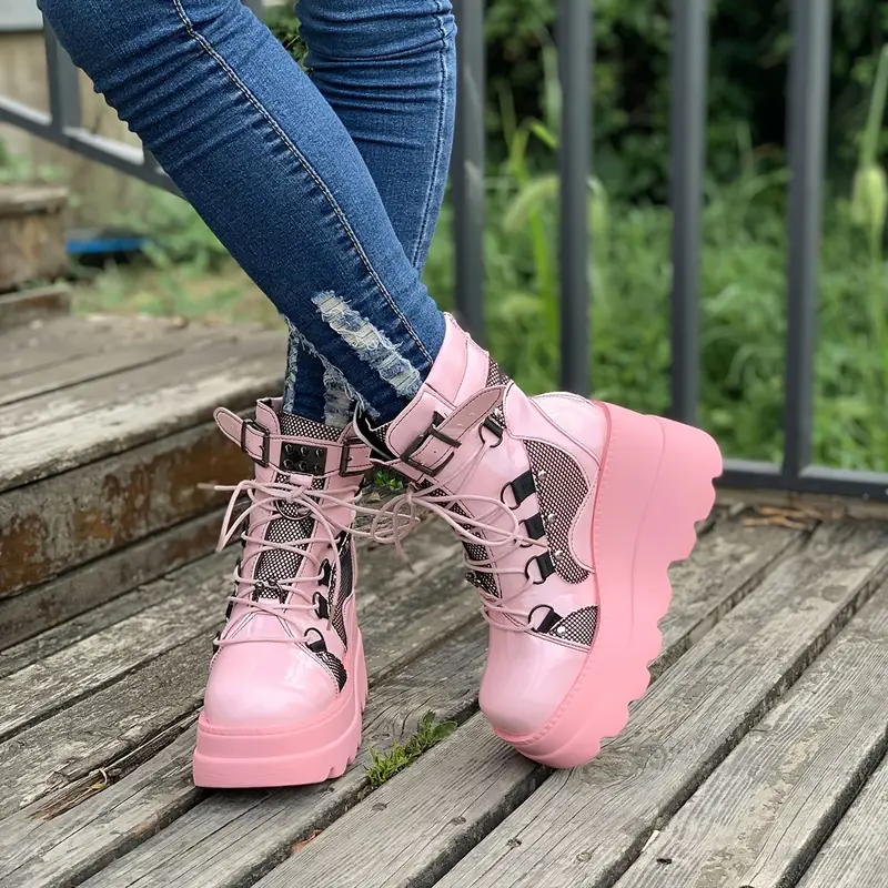 🔥🔥Womens Pink Glitter Chunky Booties💗