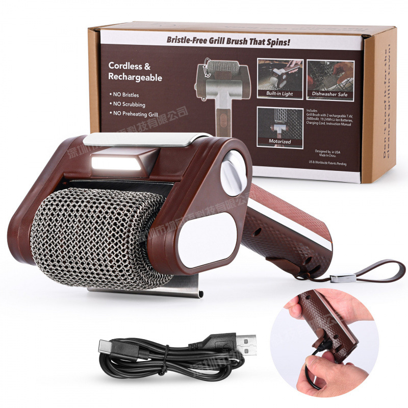 Wireless electric barbecue cleaning brush