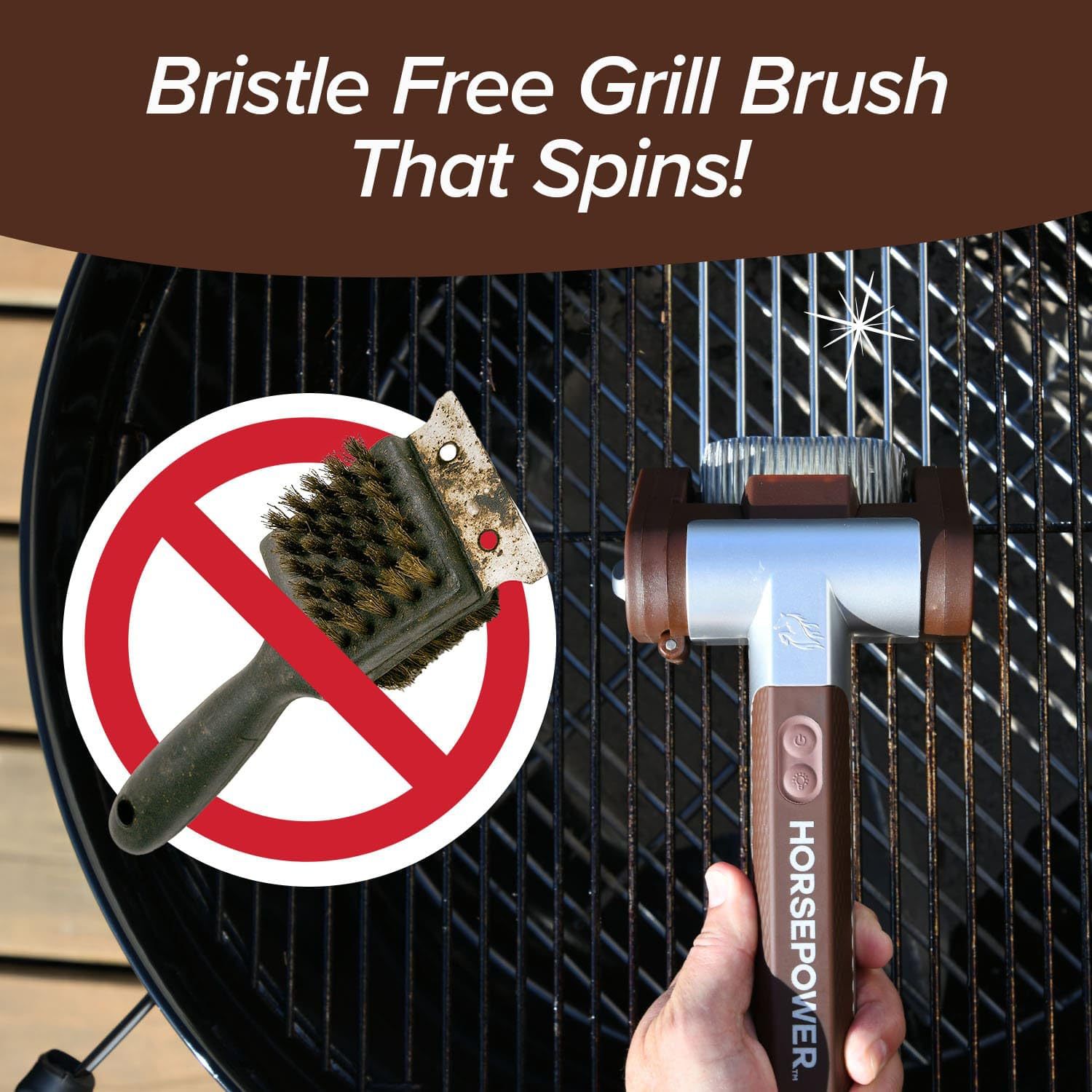 Bristle-Free Grill Brush Stainless Steel Roller Grill Electric Cleaner Brush