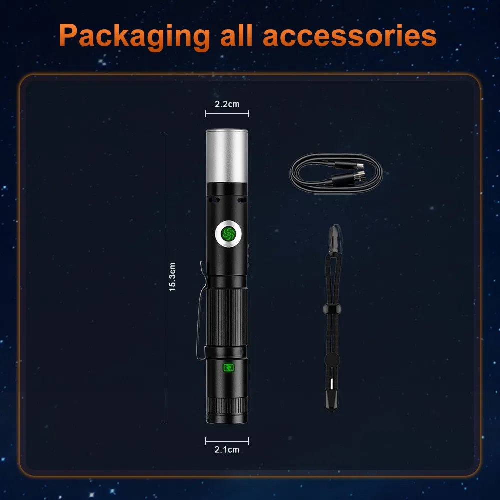 Cigarette Lighter Magnets Zoomable Linterna USB Rechargeable Lantern