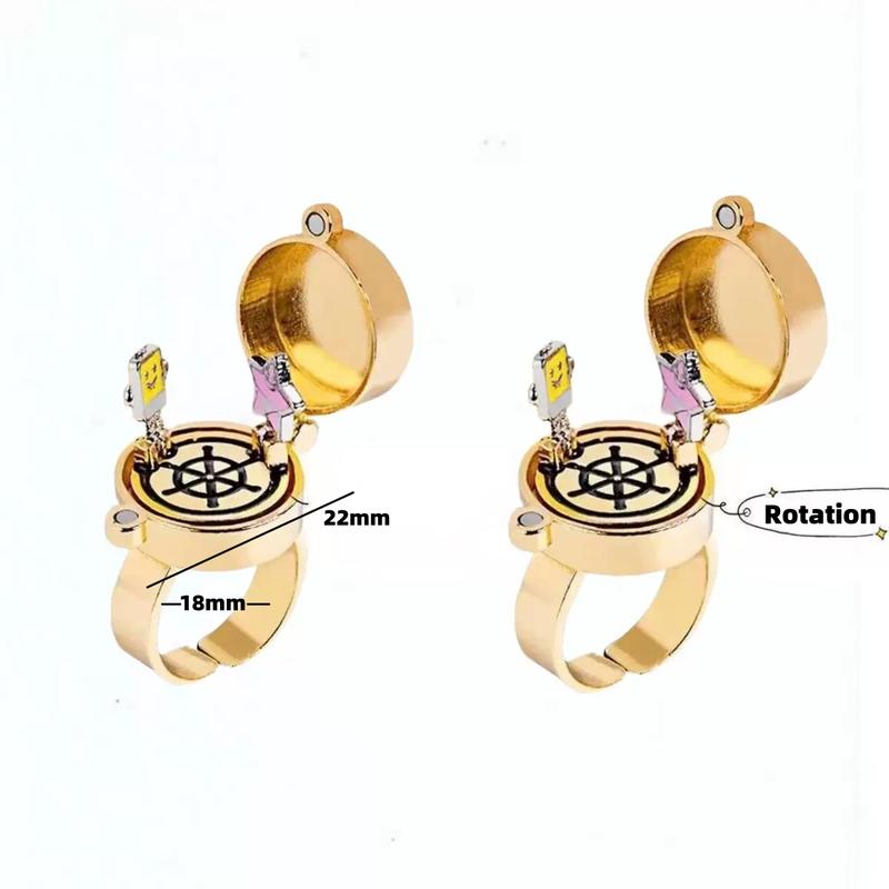 GoodLittleGoods 2Pcs BFF Letter Spinner Rings – Anime-Inspired Secret Box Design, Adjustable Friendship Jewelry for Boys & Girls, Cute Gift for Besties