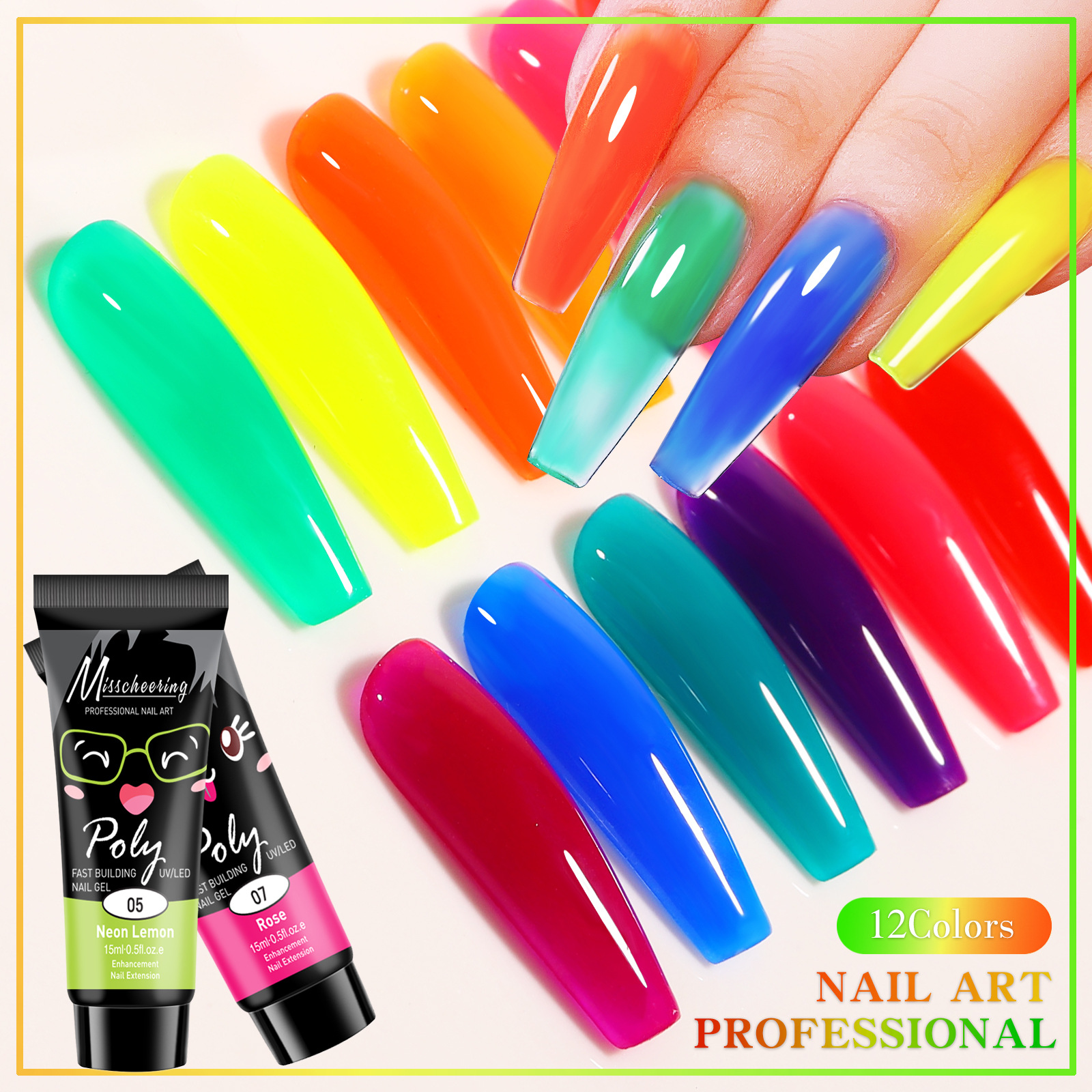 Nail Art Crystal Fluorescent Extension Gel (with free nail art tools)