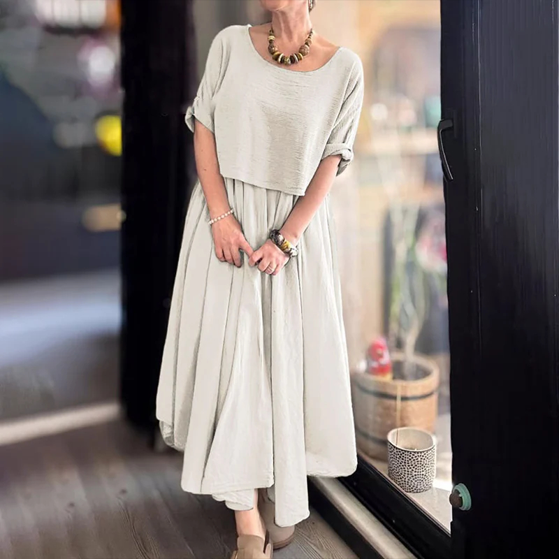 【S-3XL】👗Solid color long skirt set
