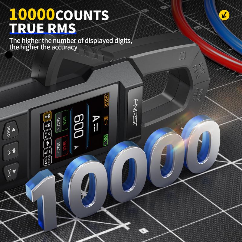 FNIRSI DMC-100 DC AC Current Voltage Clamp Meter USB Charger 10000 Counts 600A Amperimetric Clamp Tester NCV Electrician Tools