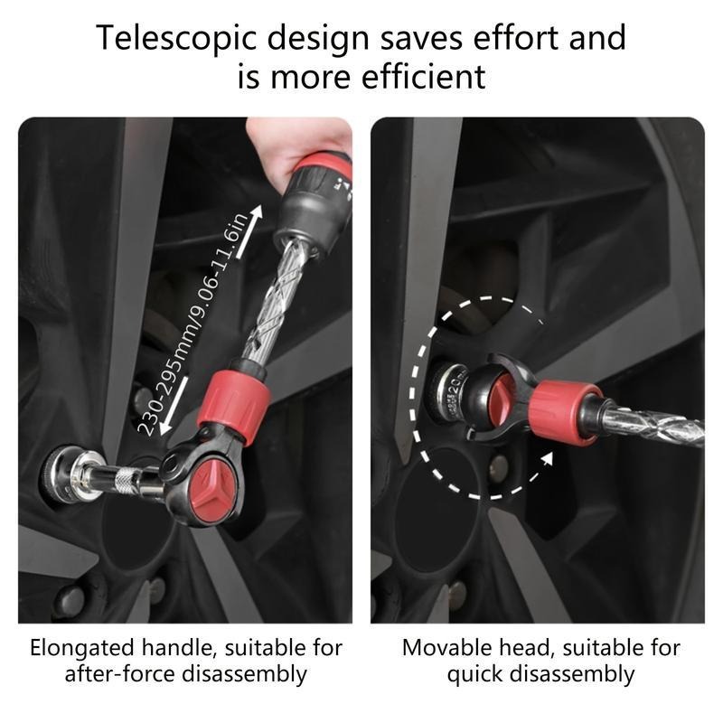 3/8" Drive 72-Tooth Adjustable Ratchet Wrench with Quick-Release Reversible Switch - Ergonomic Red & Black Handle, Heavy-Duty Steel Construction for Tight Spaces, Automotive & DIY Projects, Automotive Tool, Sleek Tool Design, Durable Tool Construction