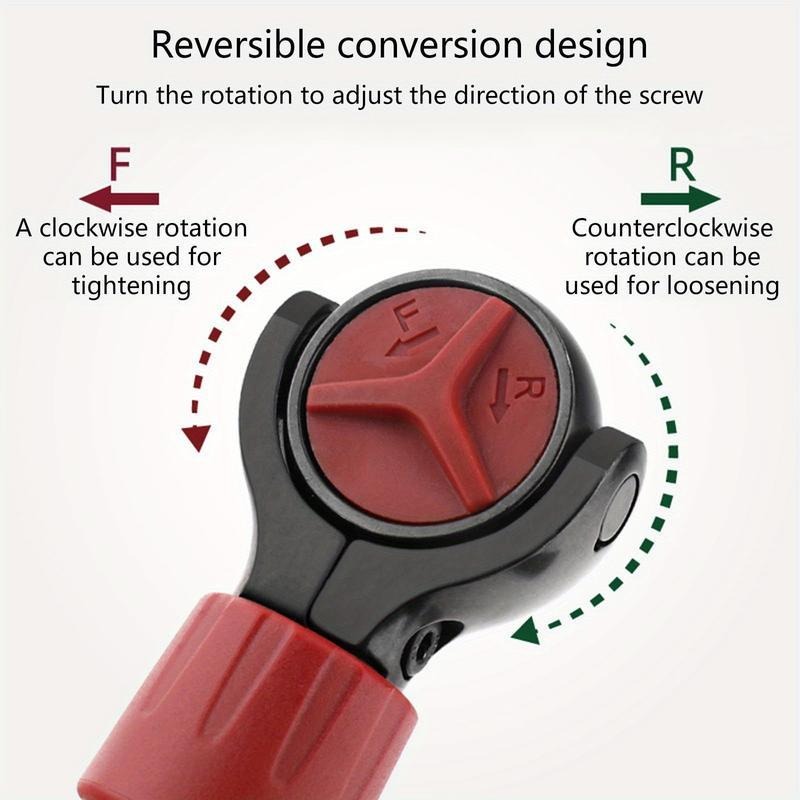 3/8" Drive 72-Tooth Adjustable Ratchet Wrench with Quick-Release Reversible Switch - Ergonomic Red & Black Handle, Heavy-Duty Steel Construction for Tight Spaces, Automotive & DIY Projects, Automotive Tool, Sleek Tool Design, Durable Tool Construction
