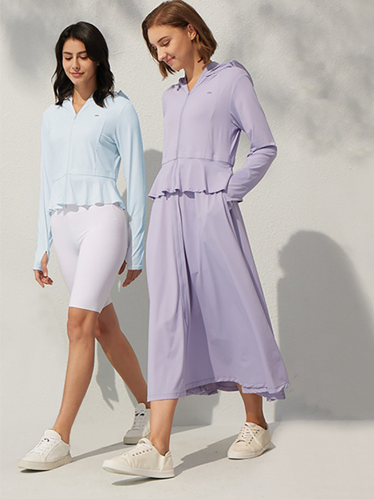 [2-in-1 Super Long Sunscreen] Mid-length ice silk sunscreen clothing, blocks ultraviolet rays